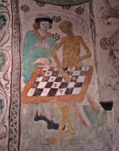 Albertus Pictor. La muerte jugando al ajedrez. Fresco de la iglesia de Täby, en Estocolmo (c. 1480)