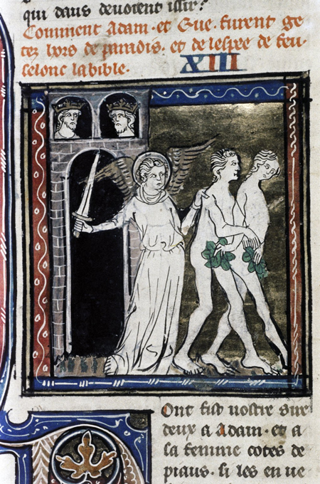 La expulsión del Paraíso en un manuscrito medieval (14th C. French. MS. Douce 211)