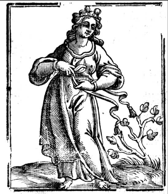 alegoría de la Virginidad en una edición del siglo XVII del tratado de iconografía de Cesare Ripa. 